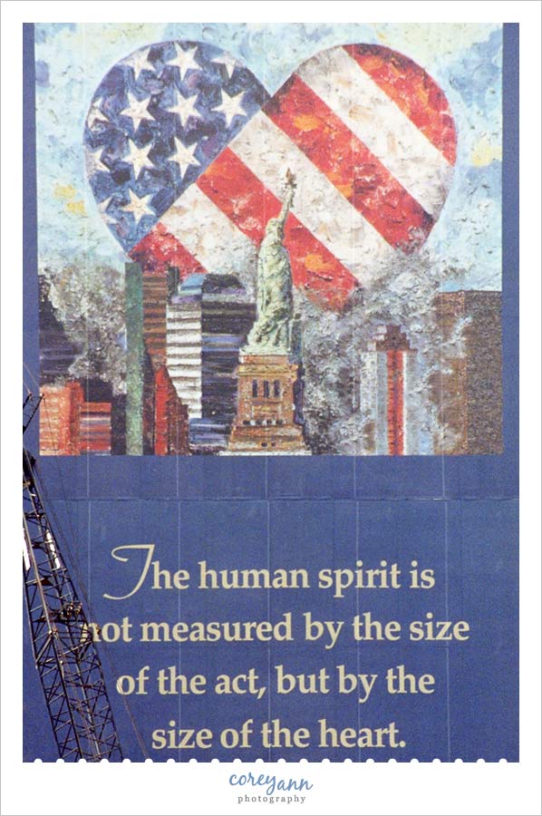 poster at ground zero in new york city