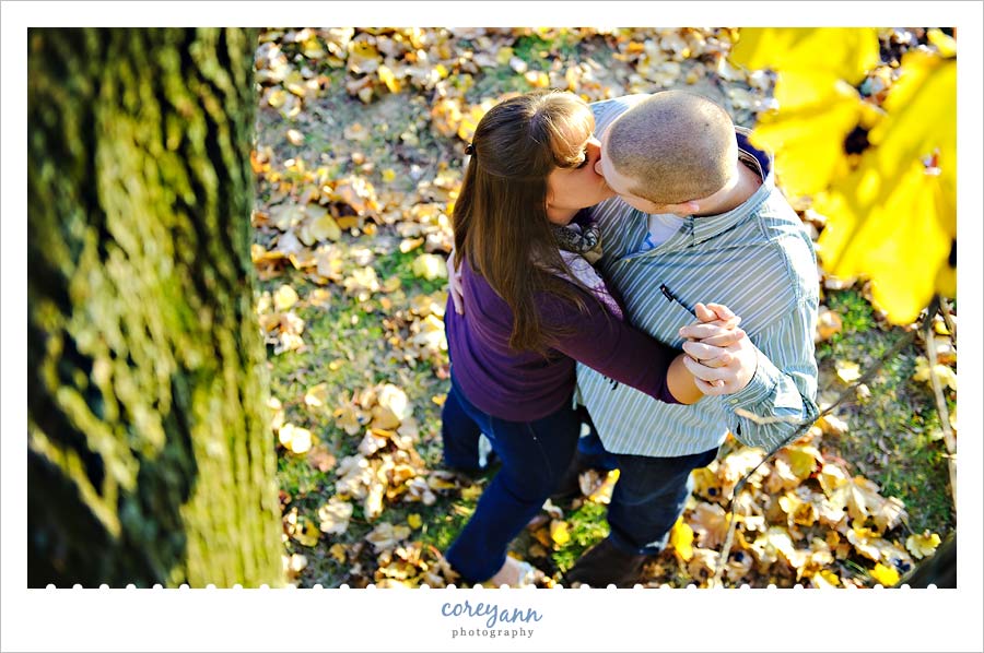 engagement portrait from a tree
