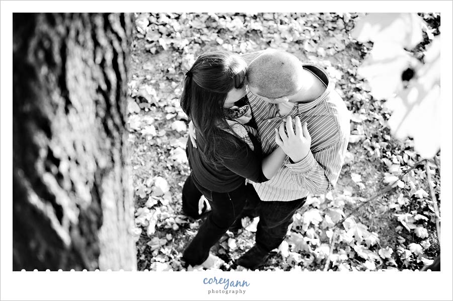 engagement portrait taken in a tree