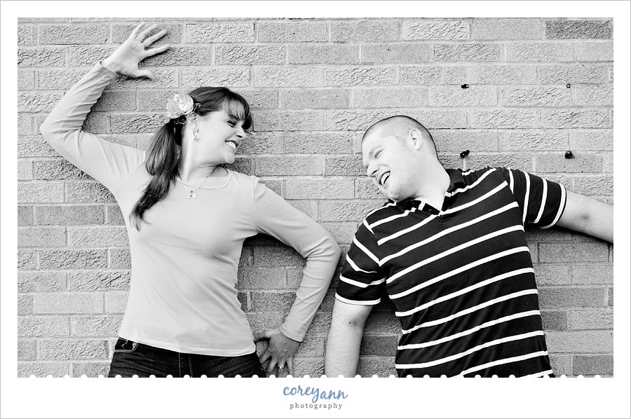 funny faces during engagement session