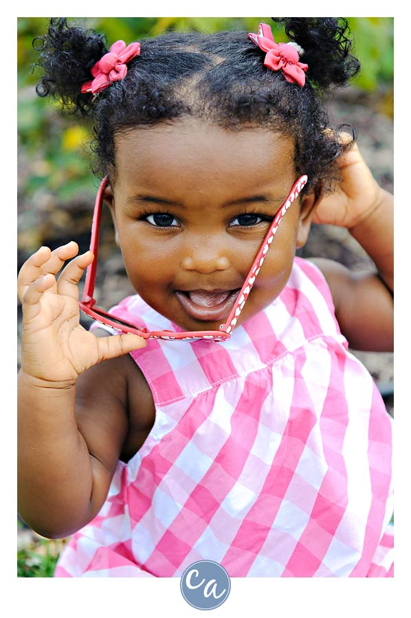 one year old child with sunglasses