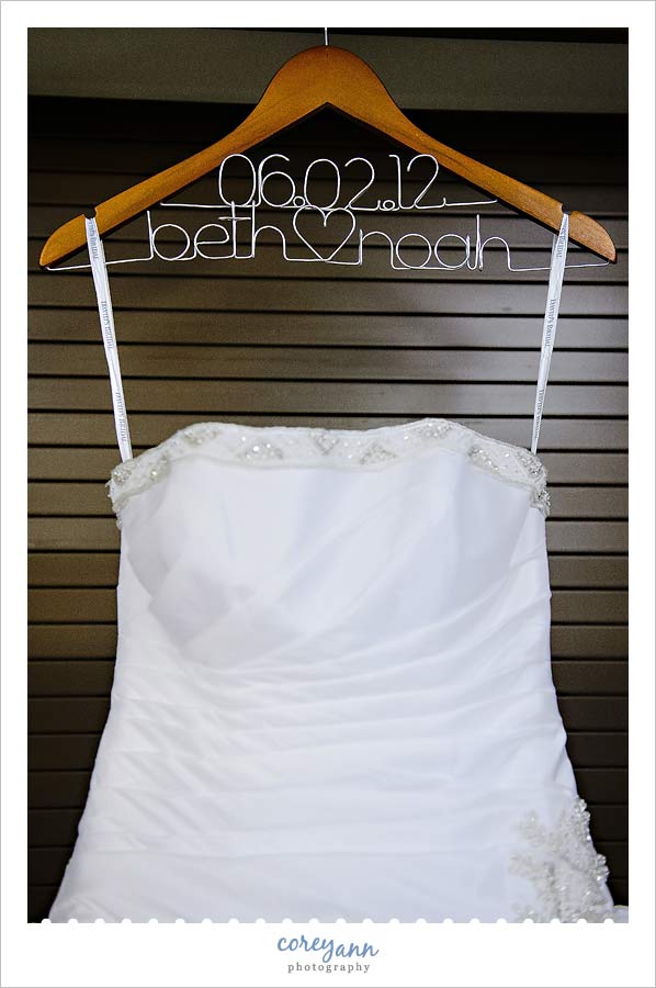 wedding dress on custom hanger from Etsy 