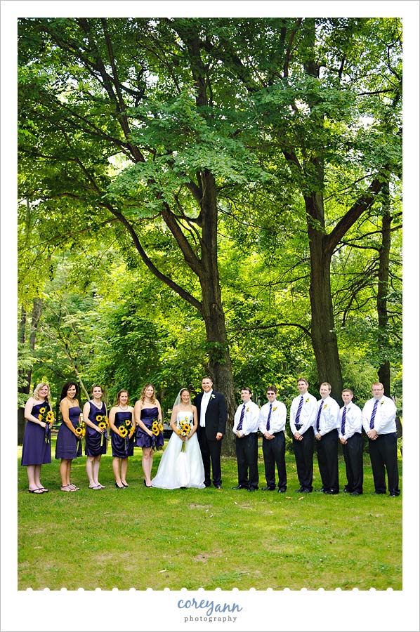 purple and yellow bridal party in akron ohio