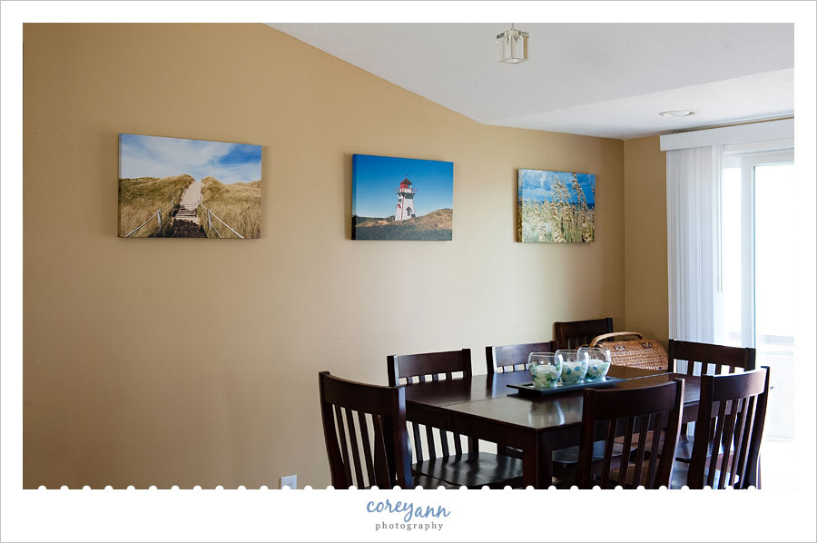 dining room with beach canvas prints