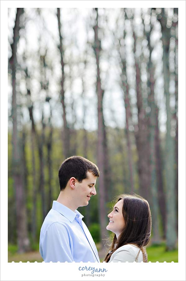 engaged couple in cuyahoga valley national park in ohio