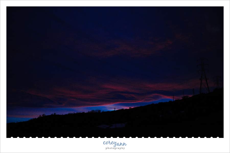pink tipped clouds at sunset