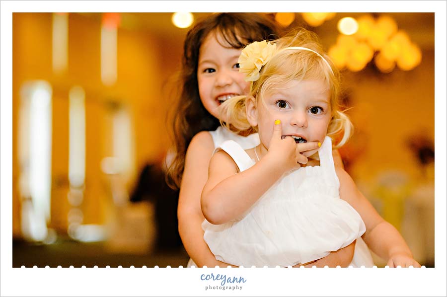 Emily and Jason's Wedding flower girls dancing on the dance floor