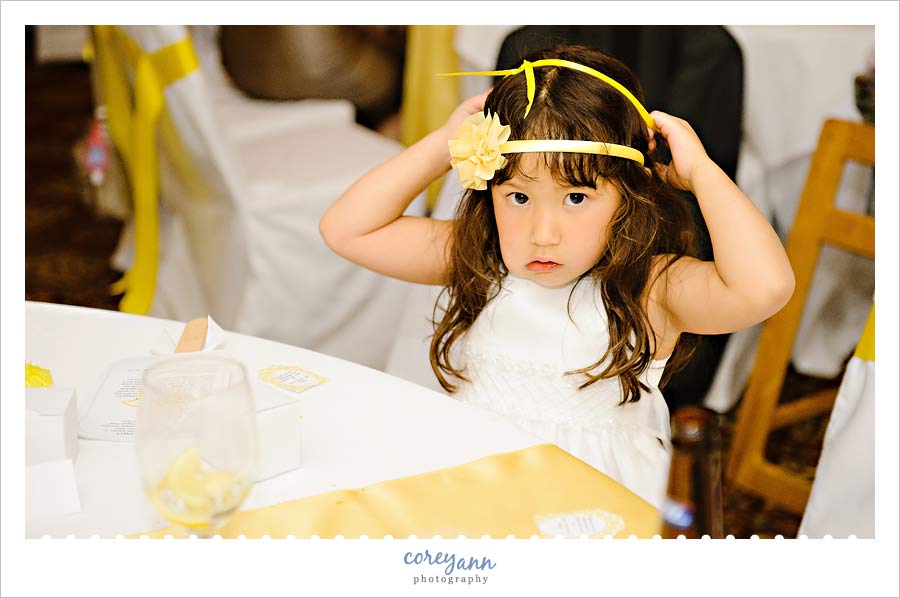 Emily and Jason's Wedding flower girl during wedding reception