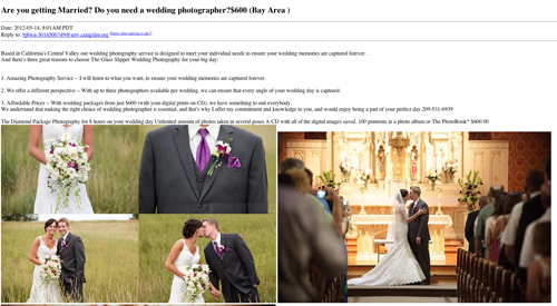 stolen images on craigslist ad