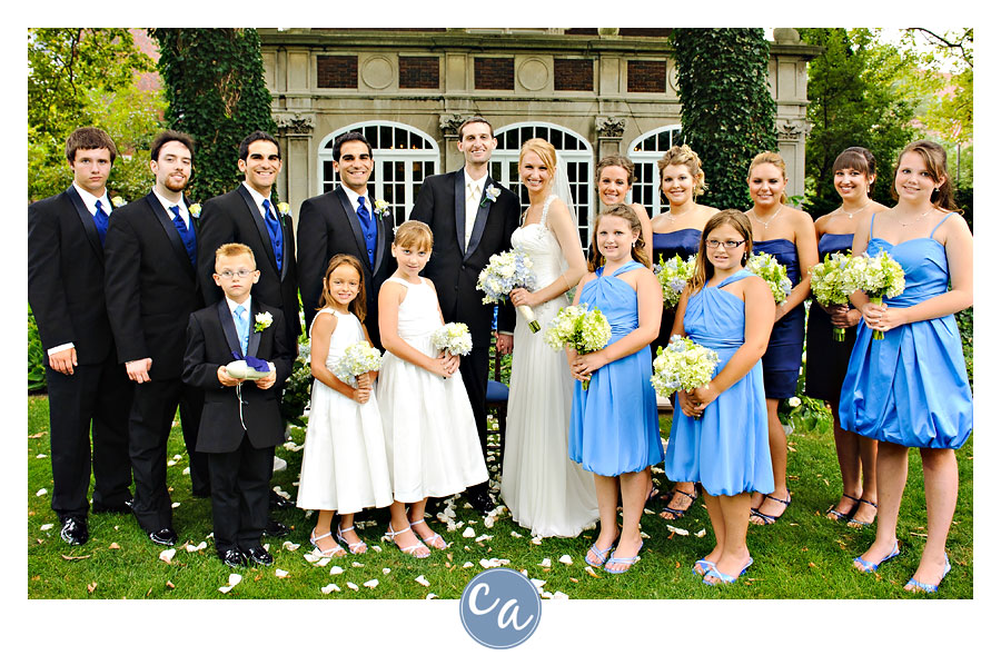 bridal party outside of the glidden house