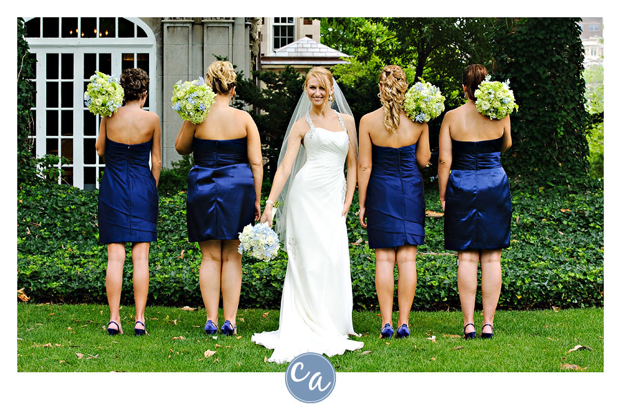 bride and bridesmaids at glidden house in cleveland ohio with bouquets