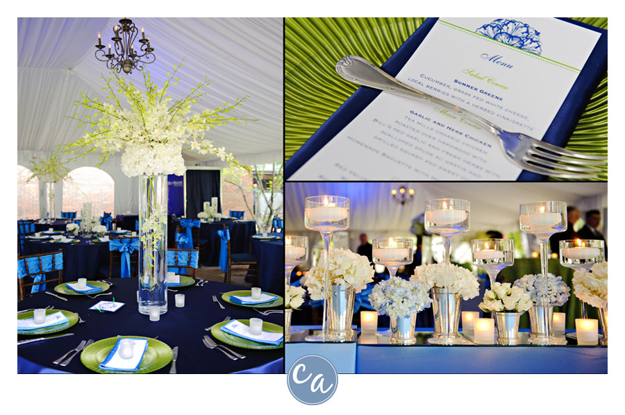 reception decor outside in tent at the glidden house