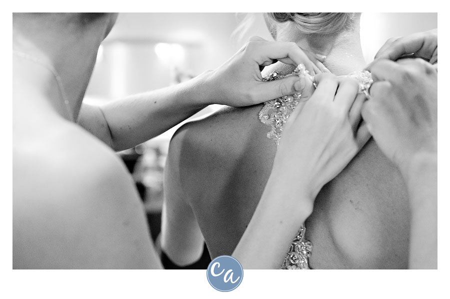 bride getting dressed at the glidden house in cleveland ohio