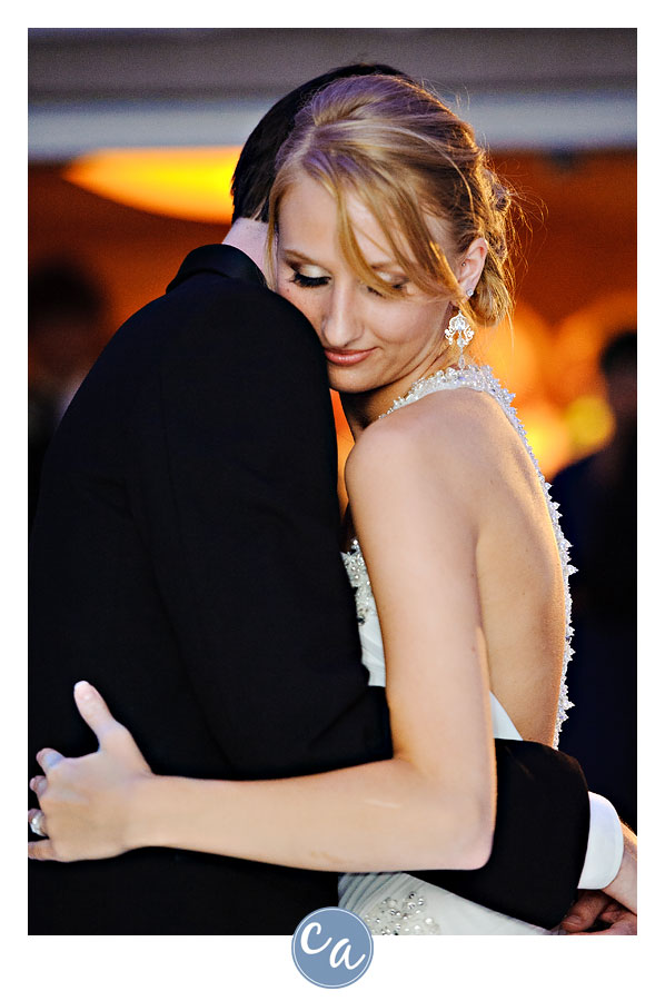bride and groom first dance at the glidden house