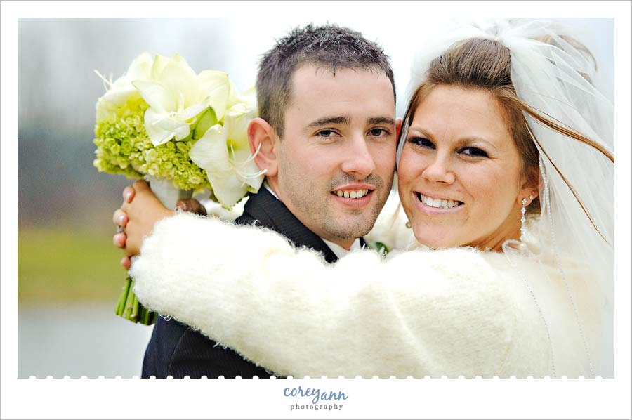 Joe & Marta's Wedding in Medina bride and groom outside in november in ohio