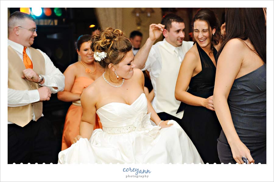 Joe & Marta's Wedding in Medina bride dancing on dancefloor with TKO entertainment