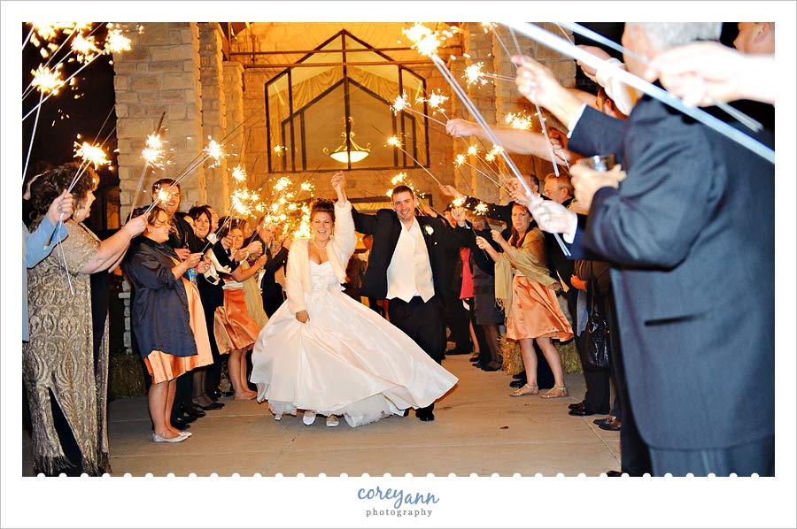 Joe & Marta's Wedding in Medina bride and groom sparkler exit