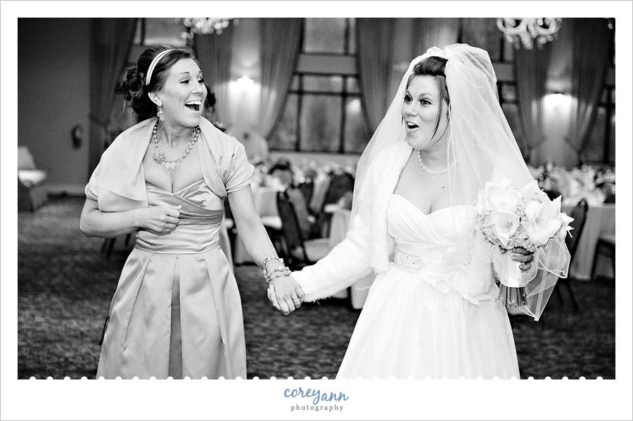 Joe & Marta's Wedding in Medina bride being surprised by photo booth in medina