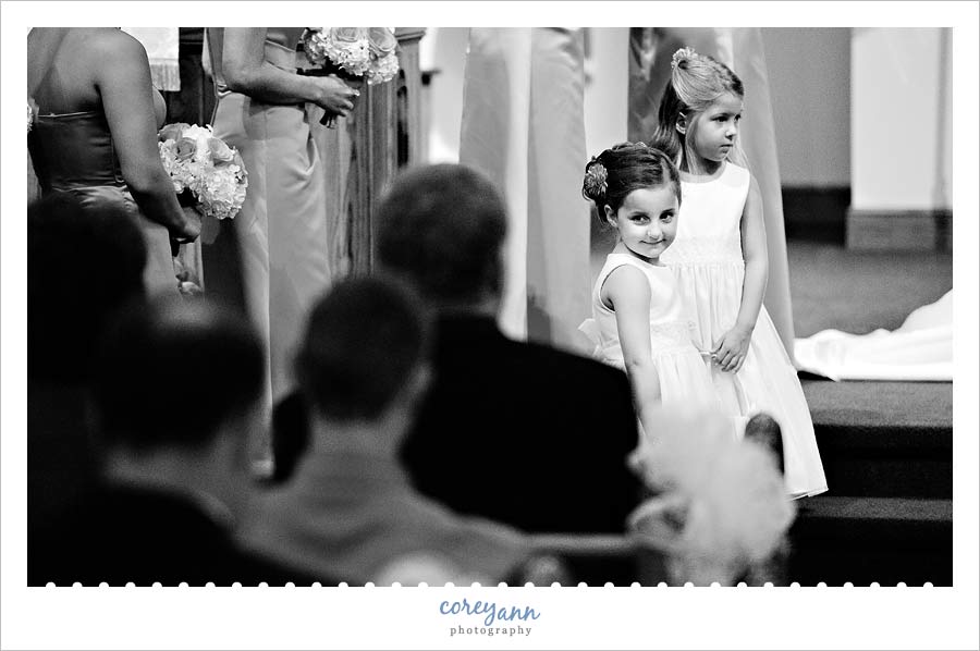 David and Kelli's Wedding flower girls during ceremony at first united church of christ