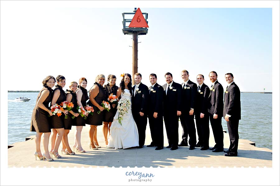 brown and orange bridal party in cleveland ohio