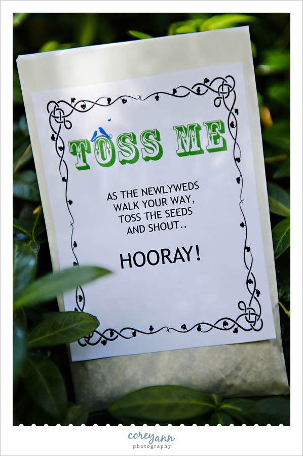 birdseed in an envelope to be tossed after ceremony at wedding