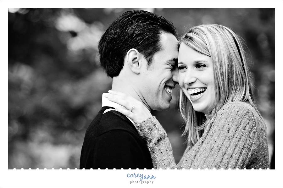 laughing engagement picture at mill run metropark in youngstown