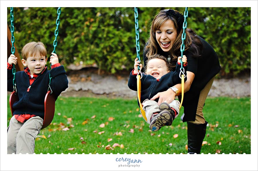 children swinging on swingset in avon ohio