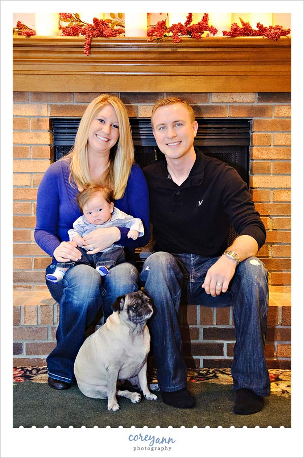 family portrait with dog in northeast ohio