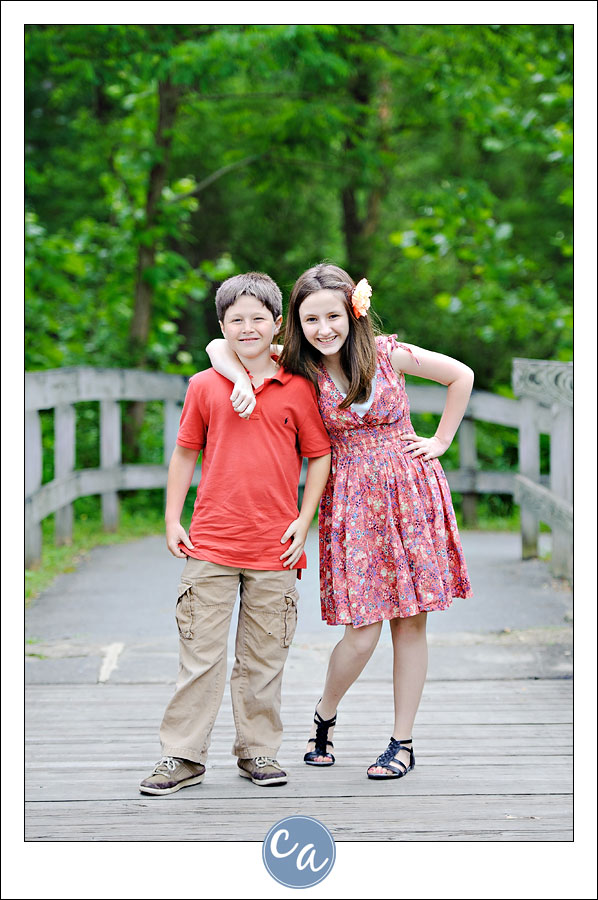brother and sister posing for camera in peninsula ohio