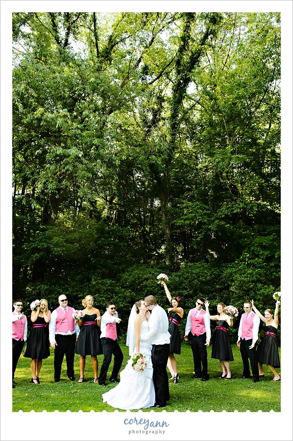 black and hot pink bridal party in massillon ohio