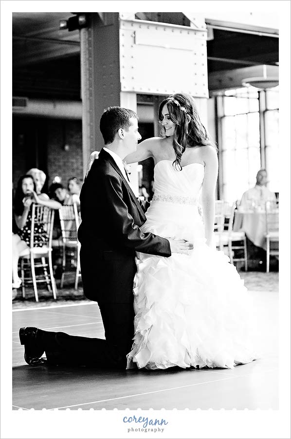 bride and groom choreographed first dance at wedding reception