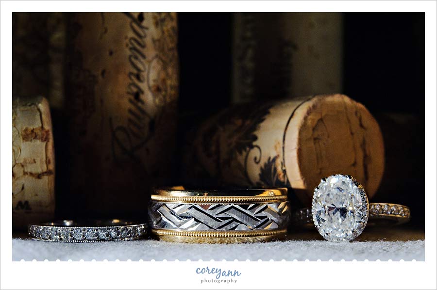 wedding rings with wine corks