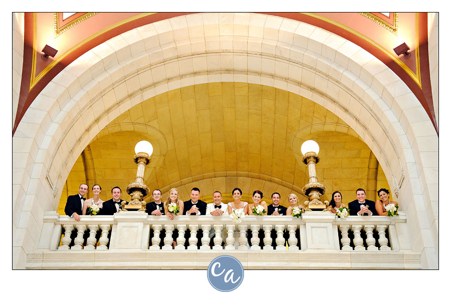 bridal party inside the old courthouse in cleveland