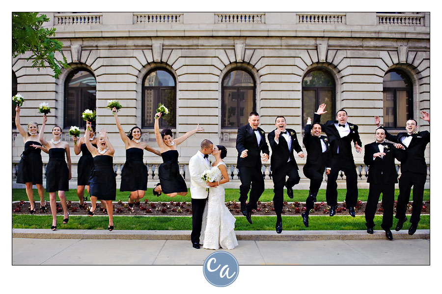 bridal party jump shot in Cleveland Ohio