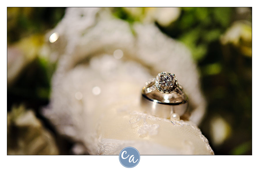 rings on brides bouquet