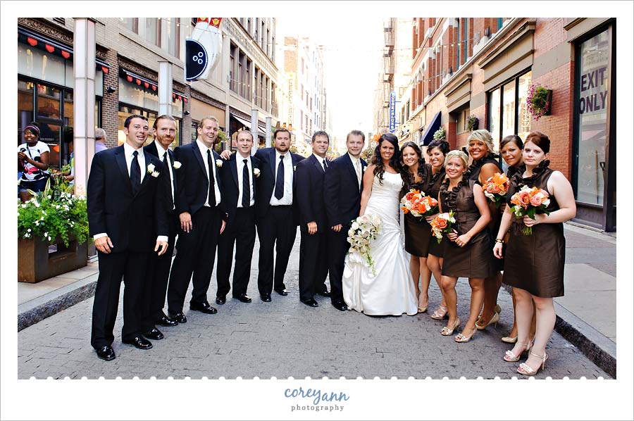 bridal party on East 4th street in Cleveland Ohio