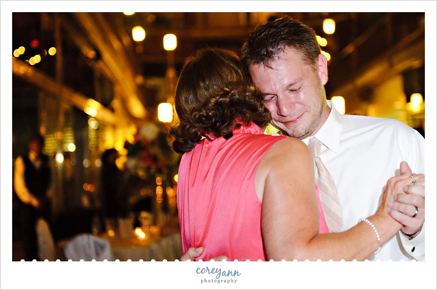 mother son dance at reception at the arcade