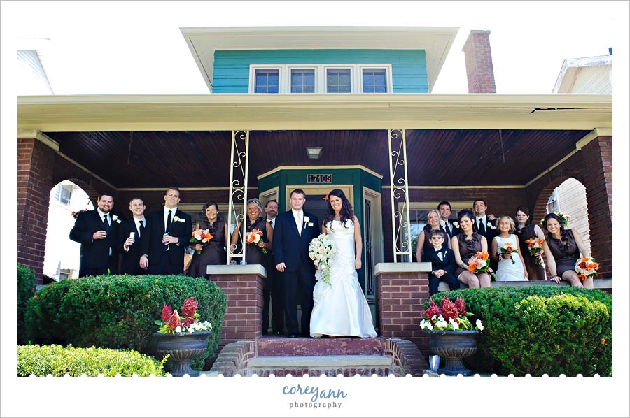 bridal party at home of bride and groom in cleveland ohio