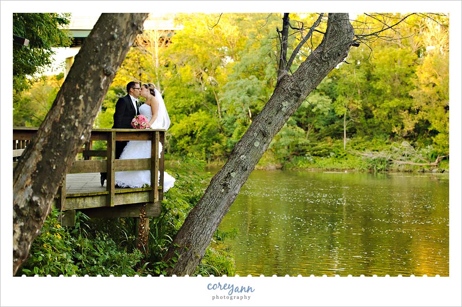 bride and groom on the cuyahoga river in cuyahoga falls