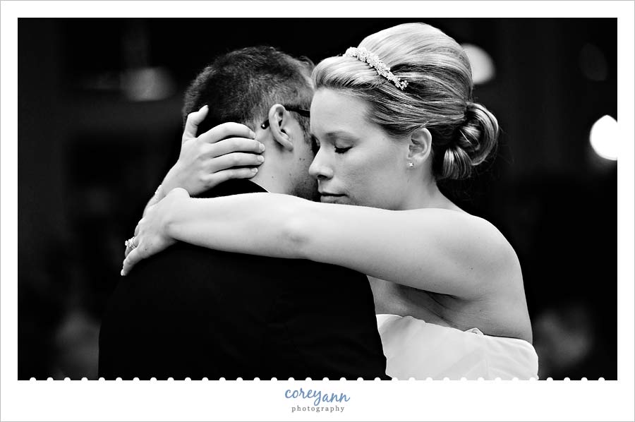 bride and groom first dance at pavilion in cuyahoga falls