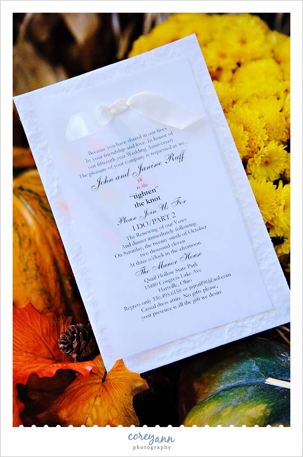 vow renewal invitation with autumn decor