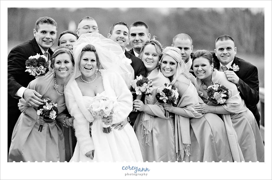 bridal party group picture in medina ohio