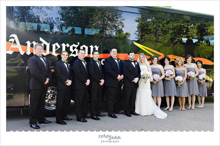 bridal party with anderson coach bus in sharon pa