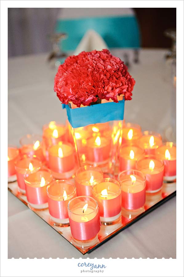 pink and blue centerpiece 