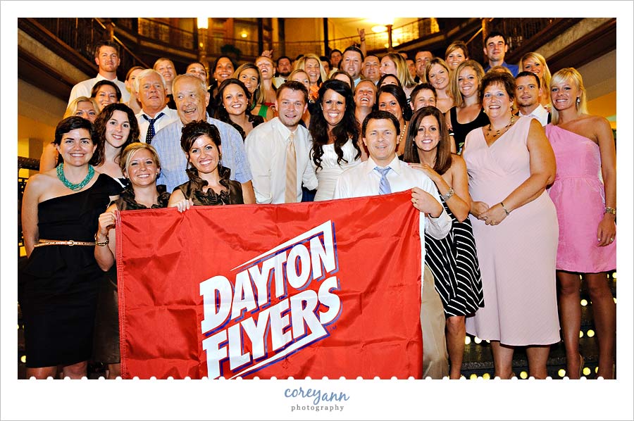 dayton flyers group picture at wedding