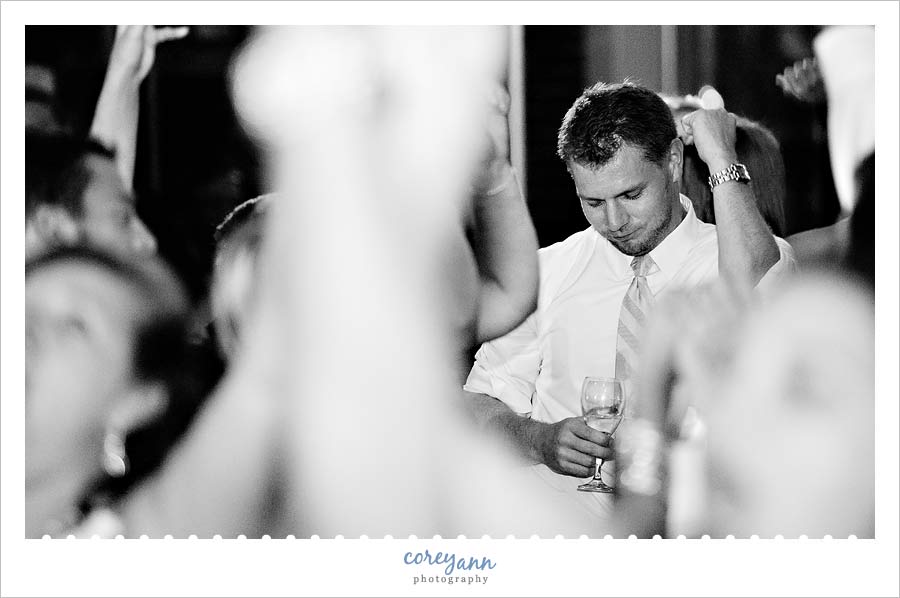 groom dancing at reception at the hyatt arcade in cleveland ohio