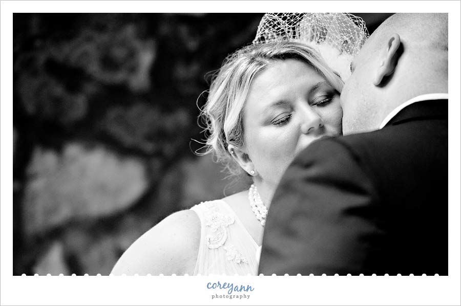 bride and groom outdoors at Landoll's Mohican Castle in loudonville ohio