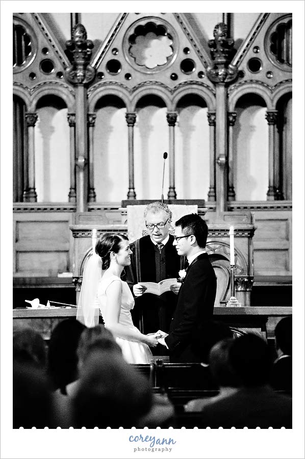 wedding ceremony at old stone church in Cleveland ohio