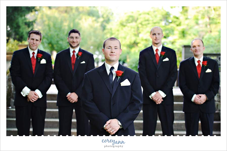 groomsman in red at coulby park in Ohio