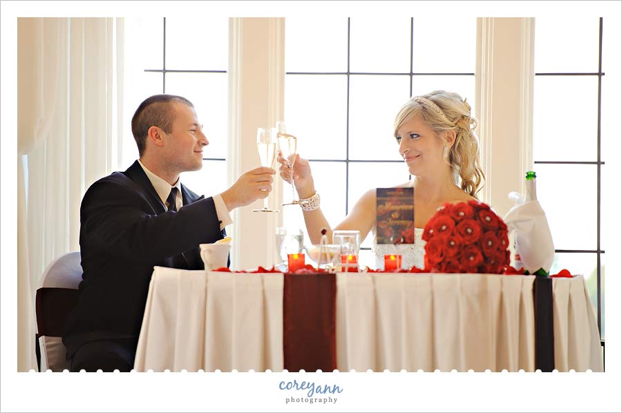bride and groom toast at pine ridge country club